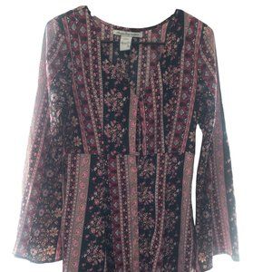 American Rag Cie Black & Multi Long Sleeve Dress Size M